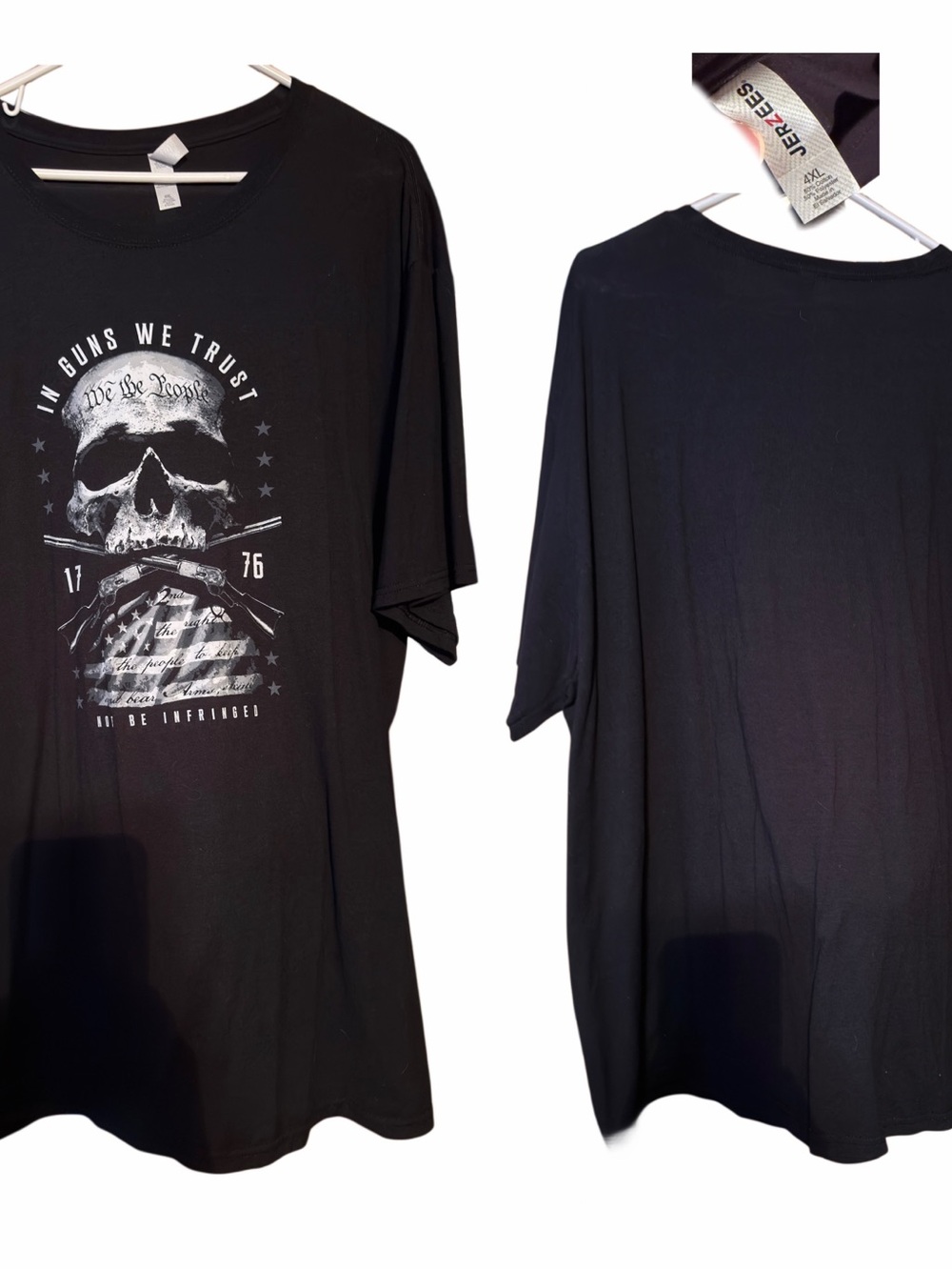 Jerzees Black Short Sleeve Graphic Skull Tee